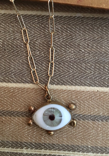 Green Eyeball pendant with lashes