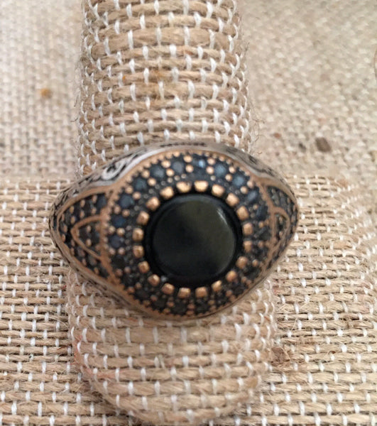 Sterling and onyx ring