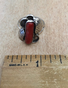 Vintage sterling and coral ring
