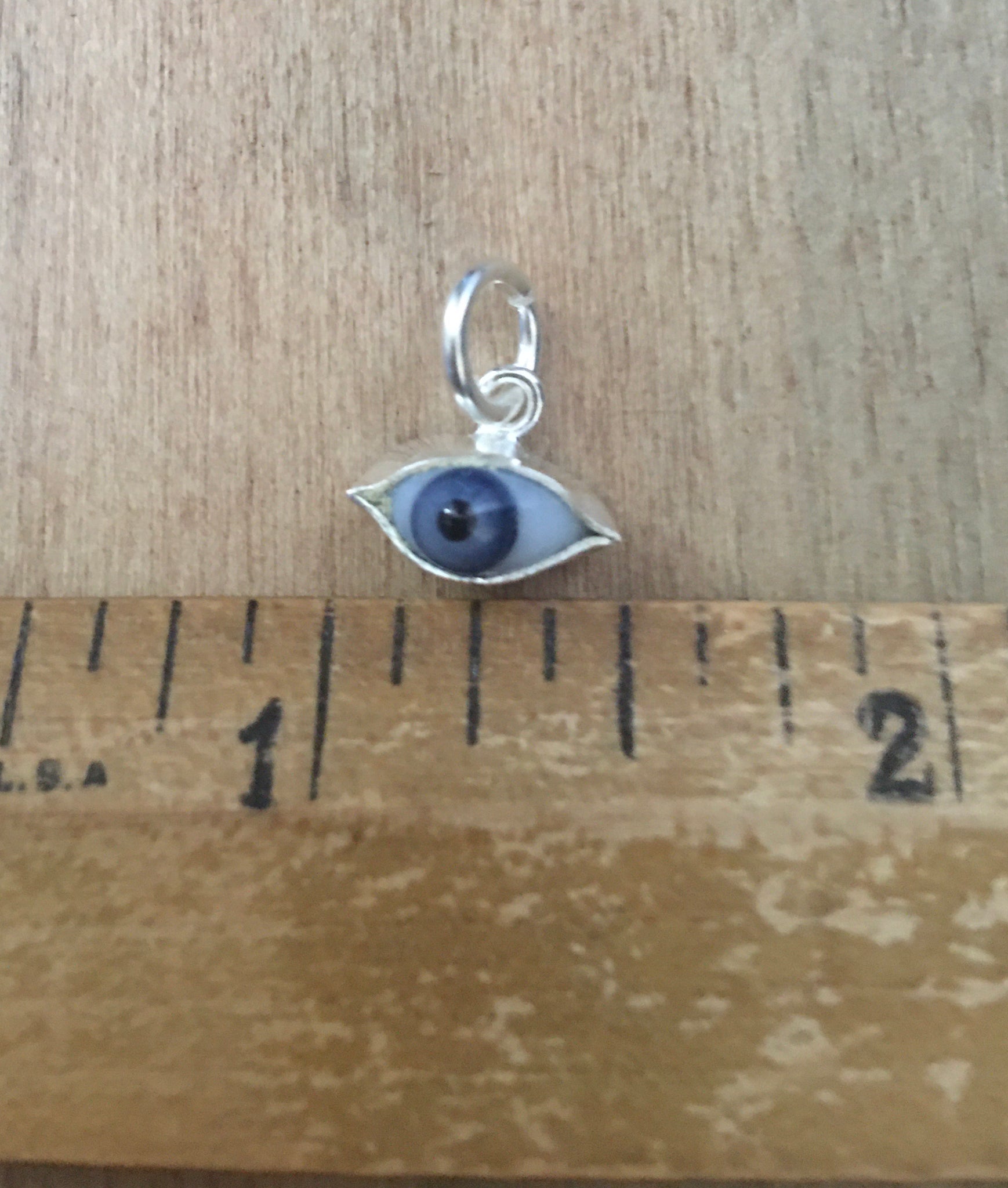 Tiny blue eye charm(sterling plate over brass)