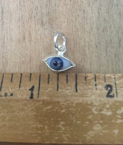 Tiny blue eye charm(sterling plate over brass)