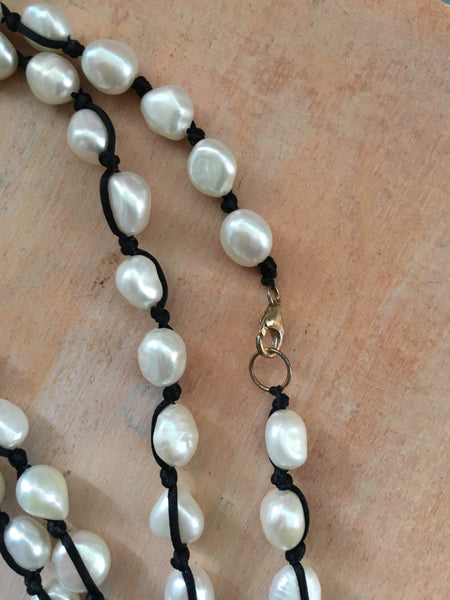 Knotted semi precious pearls