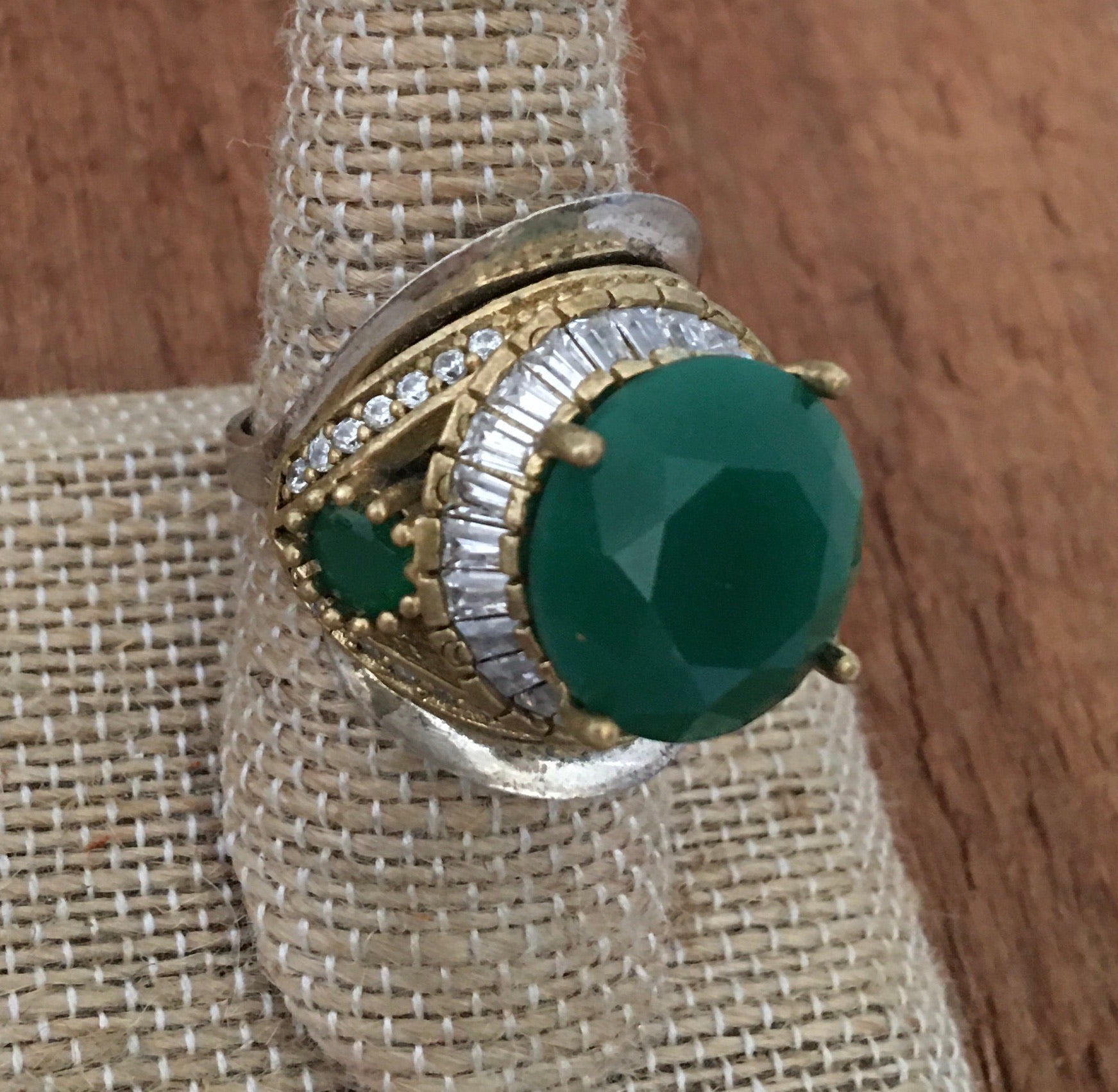 Sterling emerald fun cocktail ring