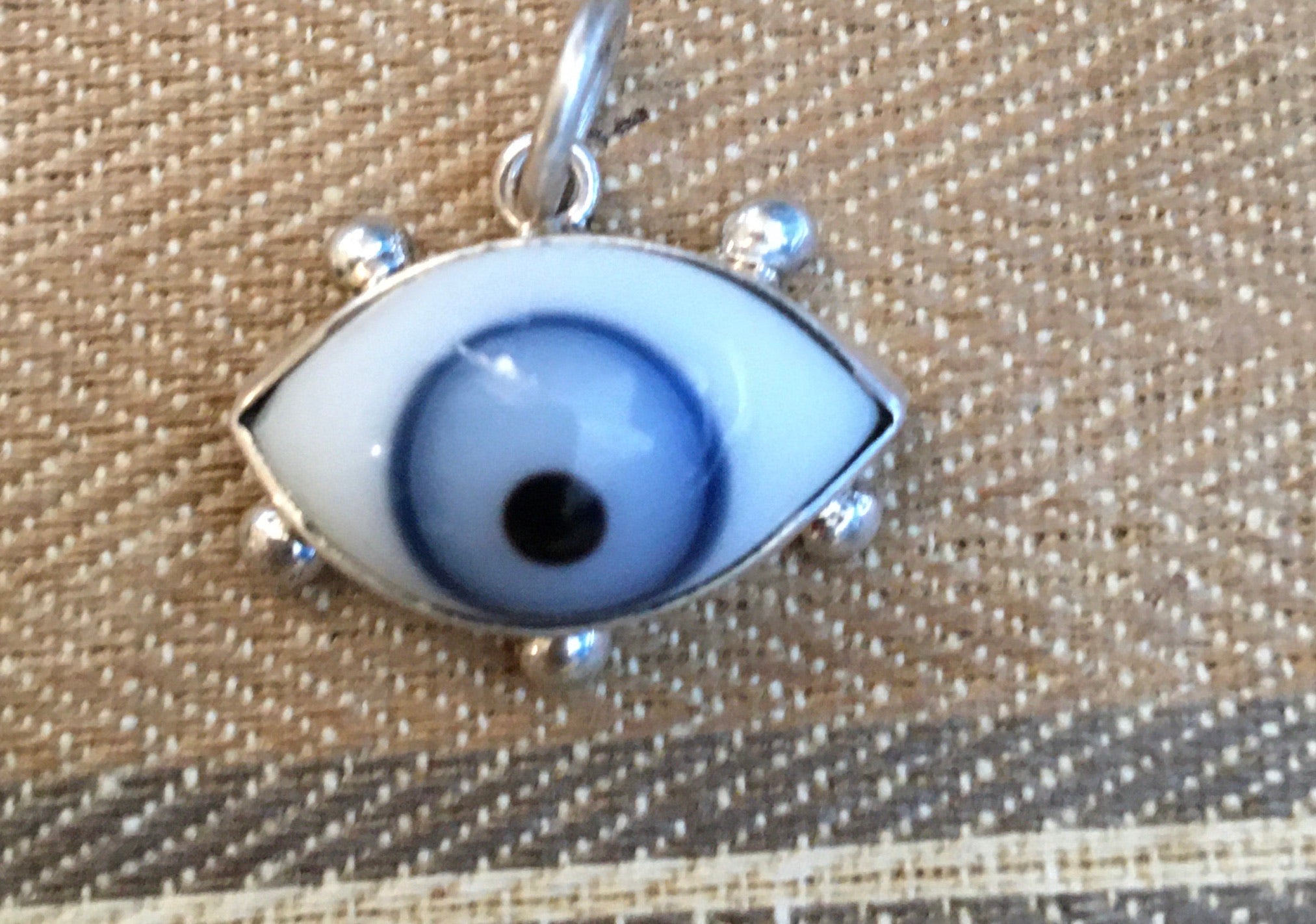 Sterling  blue eyeball charm with lashes