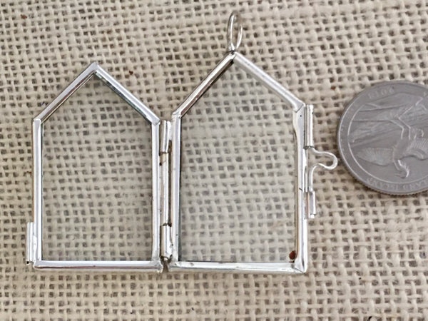 House shaped silver locket