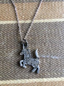 Sterling encrusted diamond horse pendant