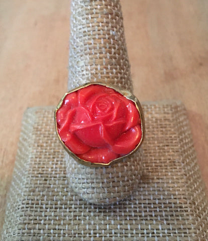 Vintage glass rose ring
