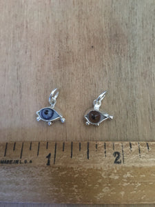 tiny eye charm with lashes(sterling plate over brass)