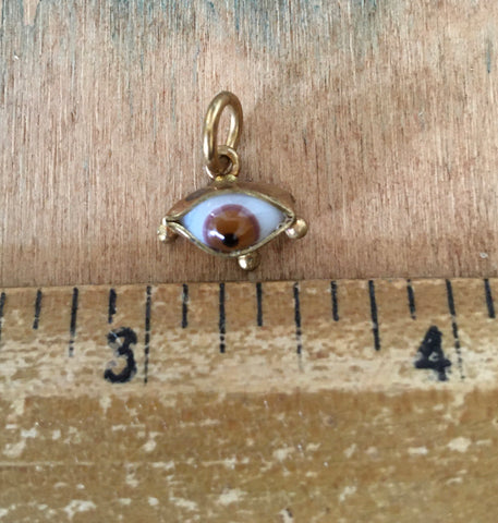 Brass tiny brown eye with bottom stud lashes