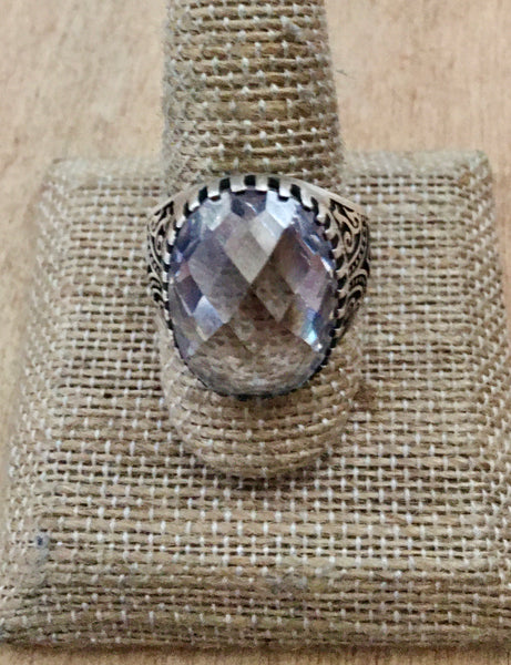 Rock crystal and sterling ring