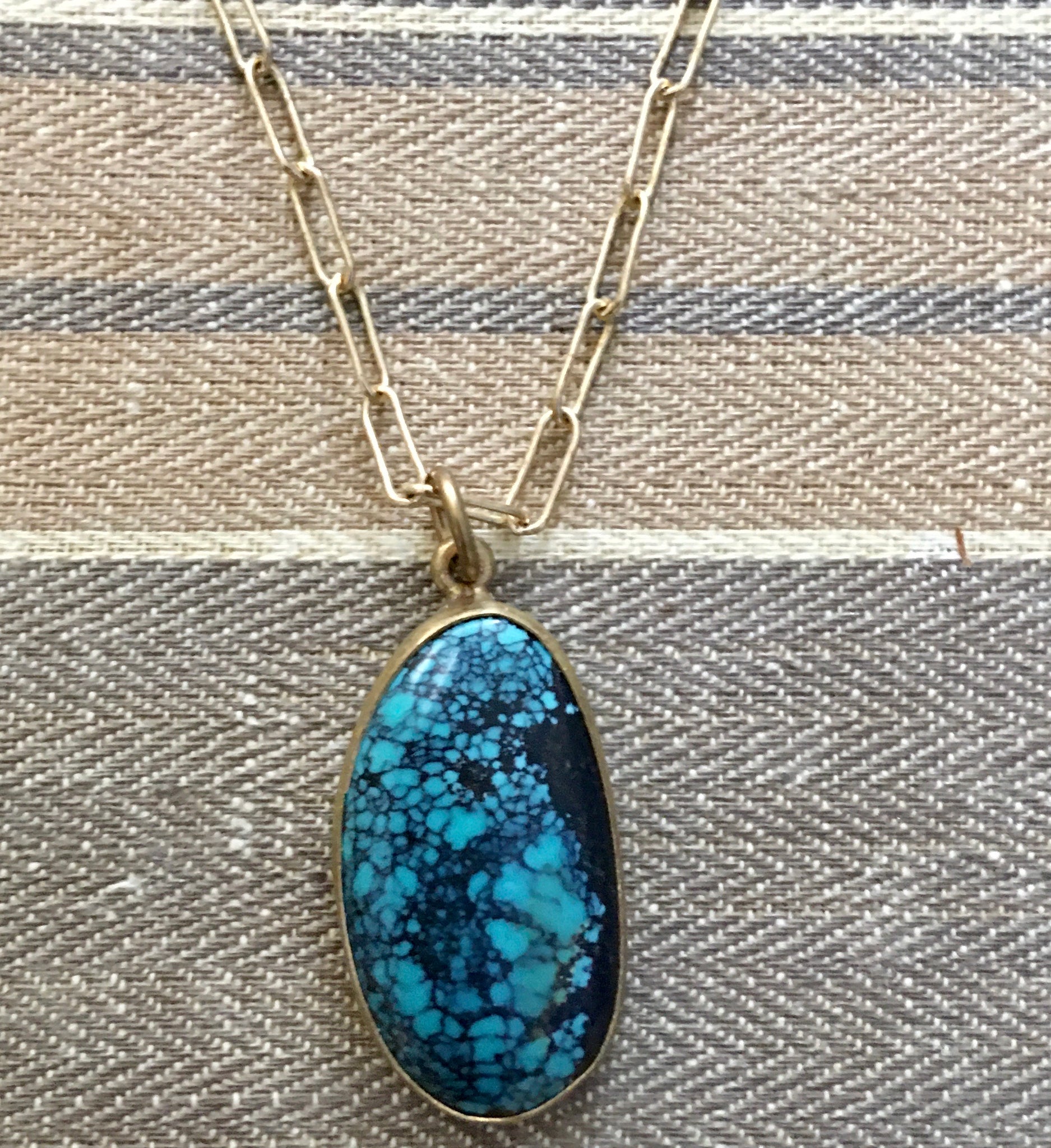 Simple Oval turquoise pendant
