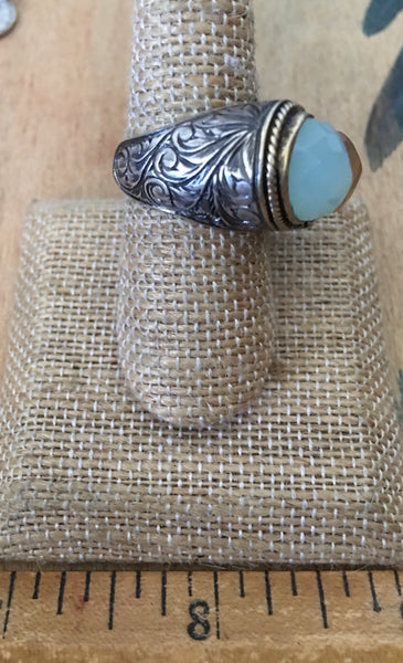 Hand Engraved stunning 2 stone ring