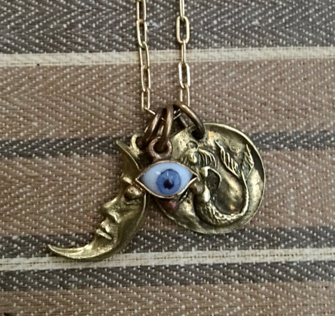 Whimsical mermaid moon necklace 🧜‍♀️ 🌙