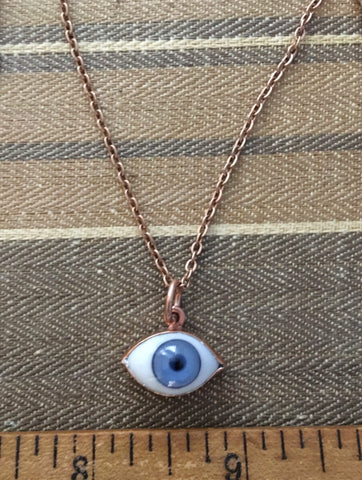 Simple blue eye rose gold necklace