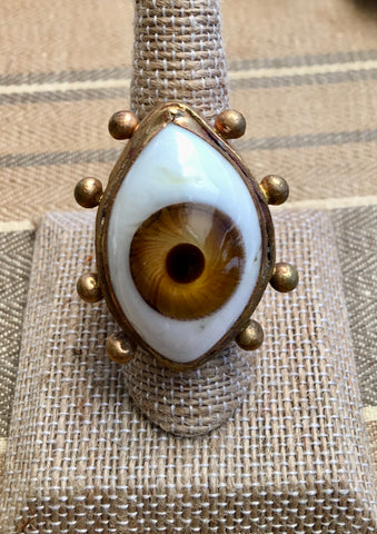 Large light brown eyeball ring