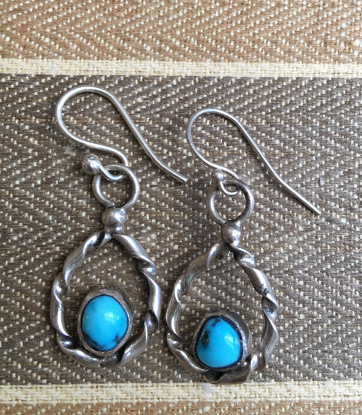 Vintage light weight sterling and turquoise earrings