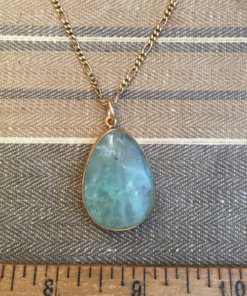 Aquamarine teardrop ocean blue classic pendant on a 20” chain