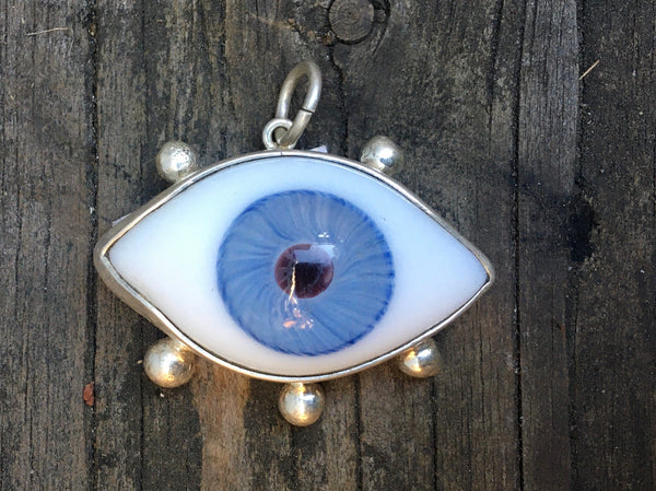 Large Sterling eyeball charm with lashes
