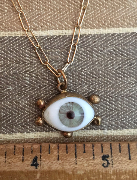 Green Eyeball pendant with lashes