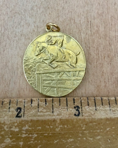 Brass British jumping horse medal