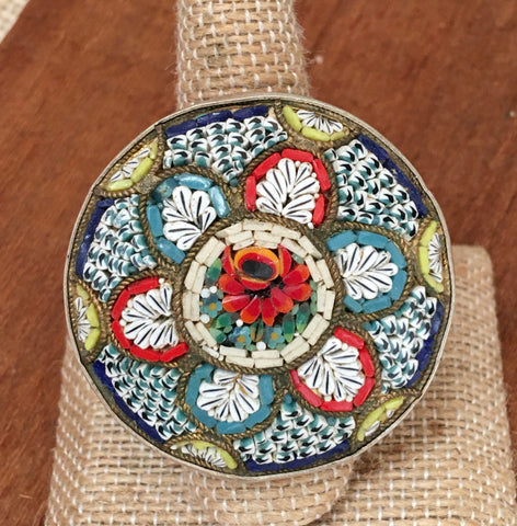 Micro mosaic sterling ring