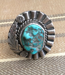 Nuggety Antique turquoise and sterling ring