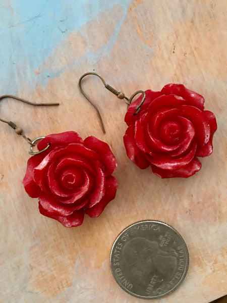 Red red rose earrings