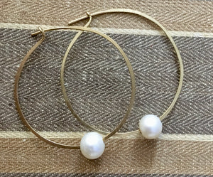 Simple pearl hoops
