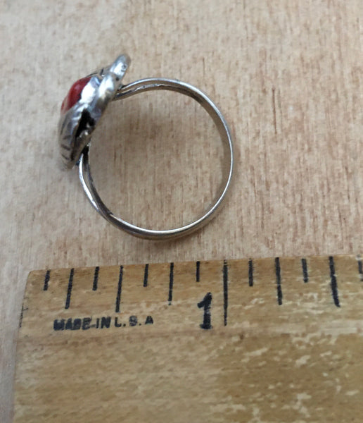 Vintage sterling and coral ring