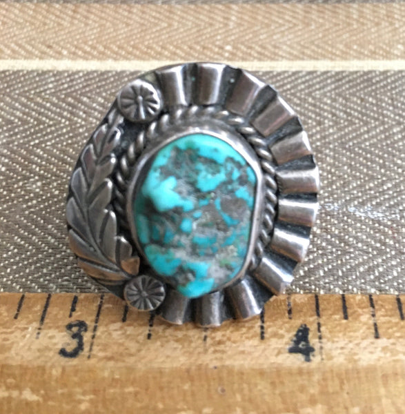 Nuggety Antique turquoise and sterling ring