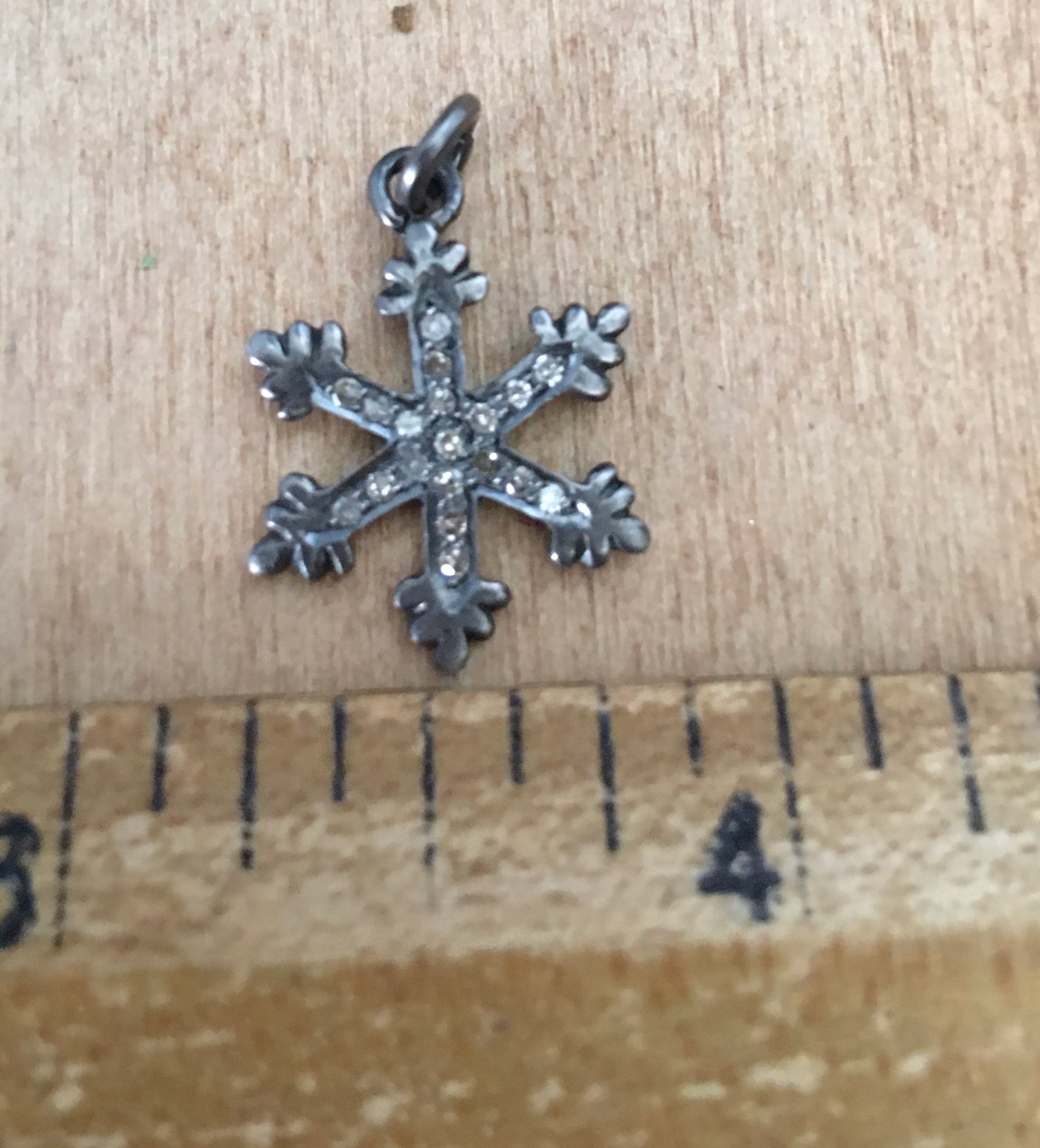 Sterling and diamond snowflake charm