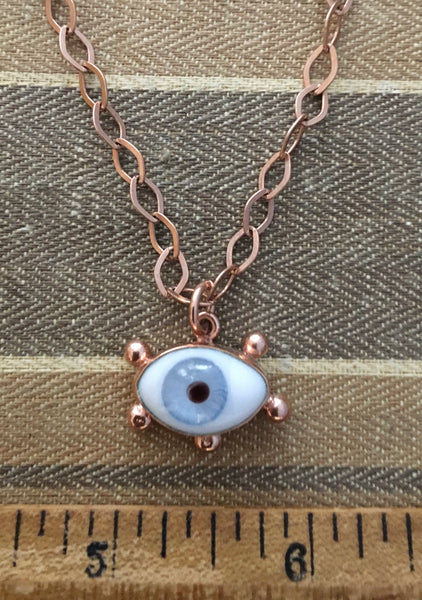 Rose gold blue eyeball necklace