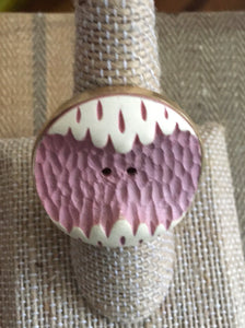 Vintage pink button ring