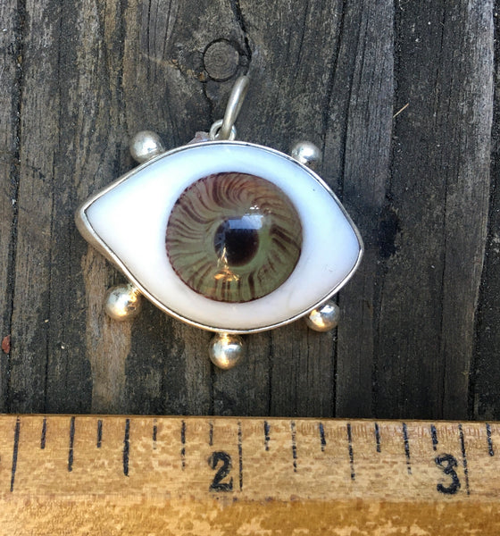 Large Sterling green eyeball charm