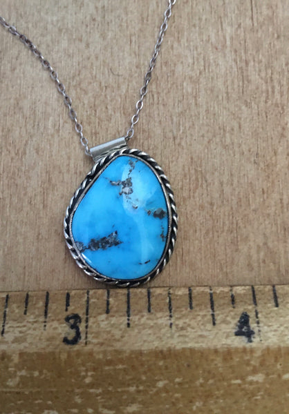Bright vintage turquoise sterling necklace