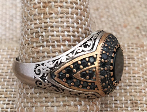Sterling and onyx ring
