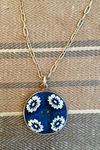 Navy blue button necklace