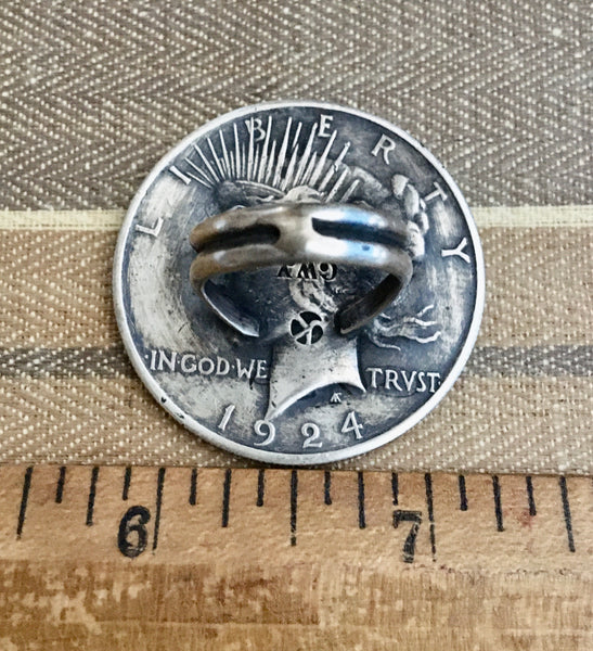 1924 peace dollar sterling ring
