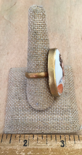 Vintage enamel queen ring